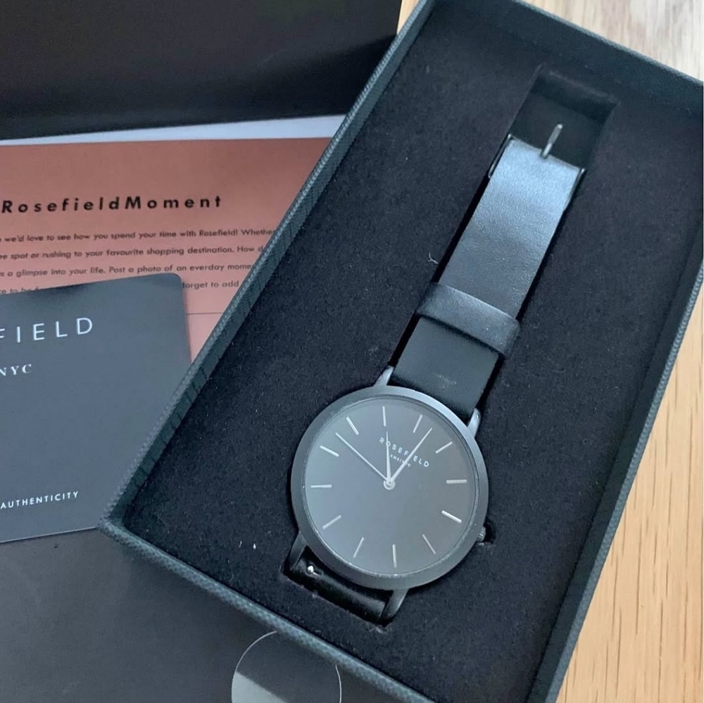 Rosefield Black Leather Watch